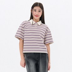 오션스카이 여아 스트라이프 카라 반팔 티셔츠 FBJG5751D0A_YS