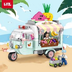 LOZ 新款遊樂園系列 外賣車/水果車/甜品車 拼裝模型, 1個, 1737水果車