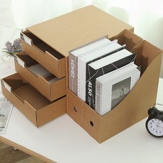 종이제작서랍 크라프트문서보관함 서류정리 A4수납, 2단, 1개, 상세 설명 참조