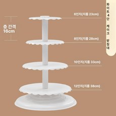 플라스틱 생일 케이크 받침대 단일 기둥 결혼식 트레이, 16cm 4단 12인치