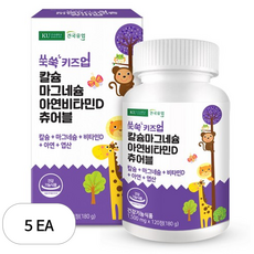 건국유업 유아용 쑥쑥 키즈업 칼슘 마그네슘 아연 비타민D 츄어블 180g, 120정, 5개