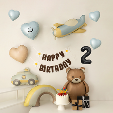 지에이엠 레터링 가랜드 하트 풍선 마카롱 캐릭터 풍선 생일 파티 용품 세트, 1세트, 마카롱캐릭터 숫자2