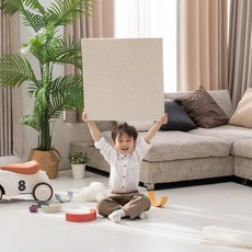 이리로 붙이는 매직 퍼즐매트 거실 층간소음 유아 어린이 안전인증 매트, 4개, 샌드 베이지