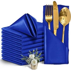 냅킨 12PCS 레드 30x30cm 실키 세탁가능 파티 새틴 웨딩 소프트, 12개, 12pcs royal blue