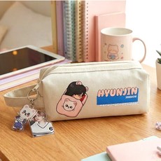 스트레이키즈 학생용 캔버스 필통 키링 학교 학원 데일리 파우치 스키즈 굿즈, 1개, 디자인 F