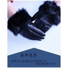 BL-20204兔毛口時尚兩用羊皮加絨觸屏手套/女款/時尚/羊皮手套/個性