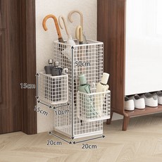 【開發票/統編】鐵藝移動雨傘架 家用臥室玄關收納桶 掛傘架子 商用大容量防水耐用, 1個, 珍珠白雨傘架+2個小傘架