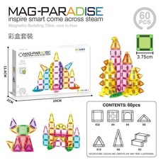 MAGT WORLD United Hearts 磁力片 益智拼裝積木 42PCS 鐵盒套裝, 3088mini磁力片60片 彩盒裝, 60g, 1個