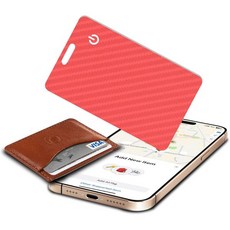 지갑 추적 카드 슬림형 충전식 블루투스 소지품 위치 찾기 Apple의 나의 찾기 기능과 호환되는 스마트 파인더 (지갑 여행 가방 여권 확인 가능) IP68 방수 (iO, Carbon Fiber Red