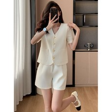 小個子氣質小香風西裝短袖套裝夏季高級感小洋裝女外套短褲兩件套