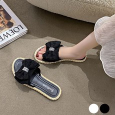 러블리한 큐빅 리본 장식 포인트 여름 여성 슬리퍼