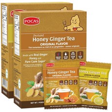 Pocas Honey Ginger 인스턴트 티 파우더 오리지널 & 시나몬 버라이어티 2팩 생강 추출물 및 리얼 꿀 카페인 프리 티 박스당 20팩, Pocas HON 온ey Ginger 인스턴트 티 파우