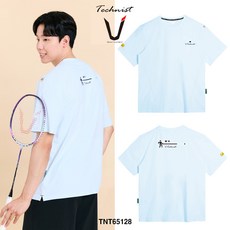 테크니스트 티셔츠 배드민턴 반팔 상의 코튼라이크 오버핏 페일 블루 TNT65128 남성 여성