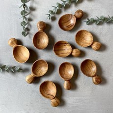 [각인서비스] 티크 우드 나무 미니스푼 소스 조미료 원두 계량 원목스쿱