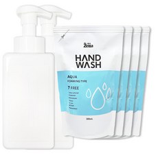 미스터제타 핸드워시 손세정제 거품 물비누 용기 공병 500mlx2개+리필 300mlx4개, 공병_500mlx2개 + 리필_300ml_4개, 아쿠아, 1개
