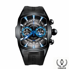 【在臺現貨】REEF TIGER瑞夫泰格 酒桶型坦克VK限量超大錶盤石英計時錶款, 1個, 黑藍