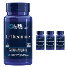 라이프익스텐션 L-테아닌 100mg 베지테리안 캡슐, 60정, 4개