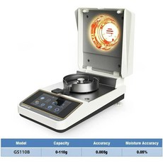 0.01 곡물 분말 할로겐 가열 터치 스크린 습도 수분 계량기 테스터 USB RS232 연결 110g 0.001g, 110g 0.005g, 2) GS110B