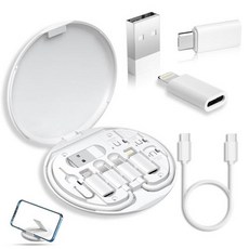 SIM 카드 슬롯 전원 충전 케이블 USB C-C타입-A타입 어댑터 휴대용 여행용 다기능 충전 케이블, White, 1개