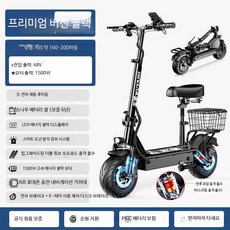 전동 킥보드 접이식 성인용 초경량 전기 스쿠터 출퇴근용 휴대용 듀얼킥보드, 1개, 1500W 모터/유압 충격 흡수/160-200리터, 48V