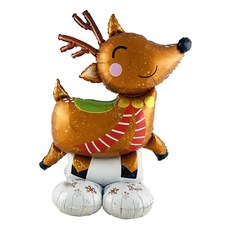 대형 크리스마스 풍선 만화 스탠딩 사진 소품 정원 실내 실외 신년 파티 장식, 1개, 4. Brown Reindeer