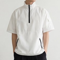 루크 남성 루즈핏 반집업 아노락 반팔 바람막이 편안한 트레이닝 운동복 힙한 스트릿 패션 고프코어 상의