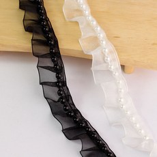 퀼트가게진주 오간디 주름 레이스 리폼 수선 부자재 원단, 화이트, 1개