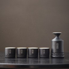 日式陶瓷清酒壺套裝 (溫酒器+分酒器+清酒杯組) 家用燒酒壺清酒具 白酒杯具組, 1個, 微醺一壺四杯