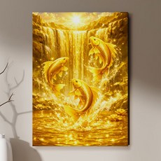 돈들어오는 재물운 폭포그림 액자 물 풍수 인테리어 집들이 개업 선물 거실, 13.황금잉어 폭포