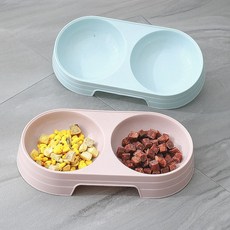 반려견 밥그릇 물그릇 강아지 고양이 예쁜색상 더블 식기, 핑크, 핑크, 1개