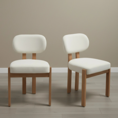 TOSEE 식탁의자 중세풍 원목프레임 체인울 원단, 1개, 베이지색