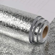 셀프 접착 벽지 주방 메탈룩 오일 DIY 골드 필앤스틱 방수, 3m x 55cm, Silver orange peel