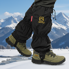 사계절 아웃도어 방수 방풍 발토시 롱 스패츠 등산 스키 각반 스노우 게이터 발목 커버, 블랙