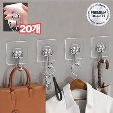 라온플로우 초강력 무타공 후크 걸이 접착식, 20개, 크리스탈 클리어