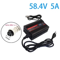 호환OHRIJA 58.4V 5A 충전기 스마트 알루미늄 케이스는 16S 51.2V OLED 디스플레이 LiFePO4 배터리 고속 48, 04 AU-220V, 01 China Mainland, 07 GX16-3