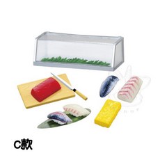M.M小舖 RE-MENT 盒玩 嘿久等了!下町的人情壽司 壽司 模型 場景 下町 餐廳 全8款, 1個, C款/玻璃櫃組1 1MX29