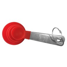 刻度量勺塑料量勺套裝不銹鋼柄量杯量匙8件套帶刻度量匙量勺套裝烘焙工具, 量匙紅色, 1個