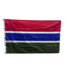 감비아 국기 Gambia flag 90x150cm 폴리에스터 90g 구멍 고리 이중 스티치, 1개, MIXED COLOUR
