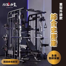 重型升級款JS-007綜合型鋼鐵史密斯 深蹲架 健身器材 多功能深蹲架 飛鳥 到府安裝, 1個