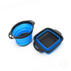 서무스토어 접이식 채반 쌈채소그릇, 대 블루 원형