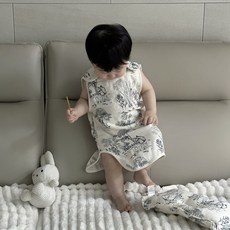 돗투돗 프리미엄 뜨왈드주이 모달 3중거즈 수면조끼, 네이비