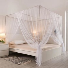 【格森】臥室公主風式蚊帳加厚三開門床簾遮光防風防塵全封閉床幔 1米寬 2米長, 【單蚊帳】無支架,1米寬  2米長