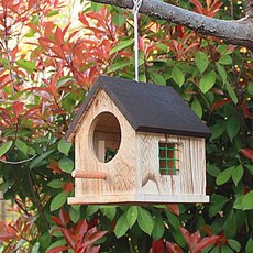 야외 나무 새집 정원 새둥지 버드하우스 가든 원목 참새집 둥지 소품, 랜야드 브라운 탑