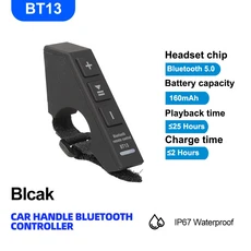 무선 블루투스 5.3 원격 버튼 헬멧 이어폰 바이크 오토바이/자전거 핸들 바 미디어 컨트롤러 스티어링 휠, 01 BT13, 01  Mainland