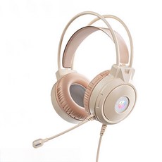 輕量化透氣電競耳機，高靈敏度麥克風，可調節頭帶，舒適遊戲體驗, 奶茶色, DHE-H160U