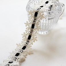 눈꽃 레이스 수예 리본 테이프 부자재 핸드메이드 헤어핀 장식용, 블랙, 5개