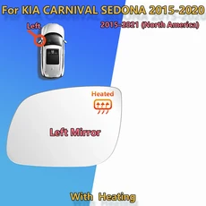 호환 기아 세도나 카니발 백미러 유리 2015 2016 2017 2018 2019 2020 윙 미러 유리 87611-A9000 87621-A9, 02 Left with heated