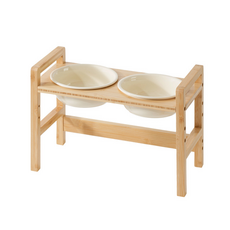 마브펫 강아지 대형견 높이조절 원목 식기 밥그릇, 2구세트-L사이즈, 1개, 아이보리