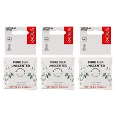 RADIUS 천연 무향 실크 치실 30.2m(33야드) 생분해성 무독성 구강 관리 및 치석 제거에 도움이 되는 디자인 투명 - 6개입