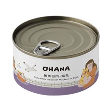 艾爾發寵物 OHANA 歐哈吶 貓副食湯罐 無穀 無膠 鮪魚底/雞肉底 80g x 24罐 /箱, 1個, 鮪魚白肉＋鯖魚